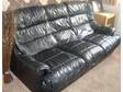 Black leather 3 seater sofa and reclining chair.(non....