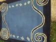 LARGE RUG - Light blue with cream and black design, ....